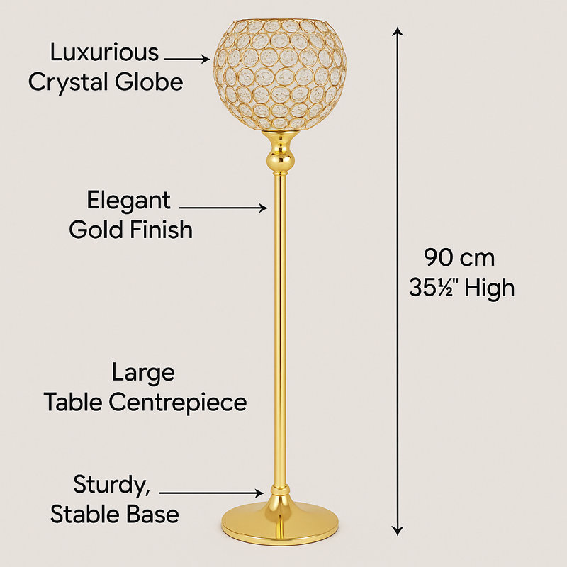 Crystal Tabletop Candelabra, Gold