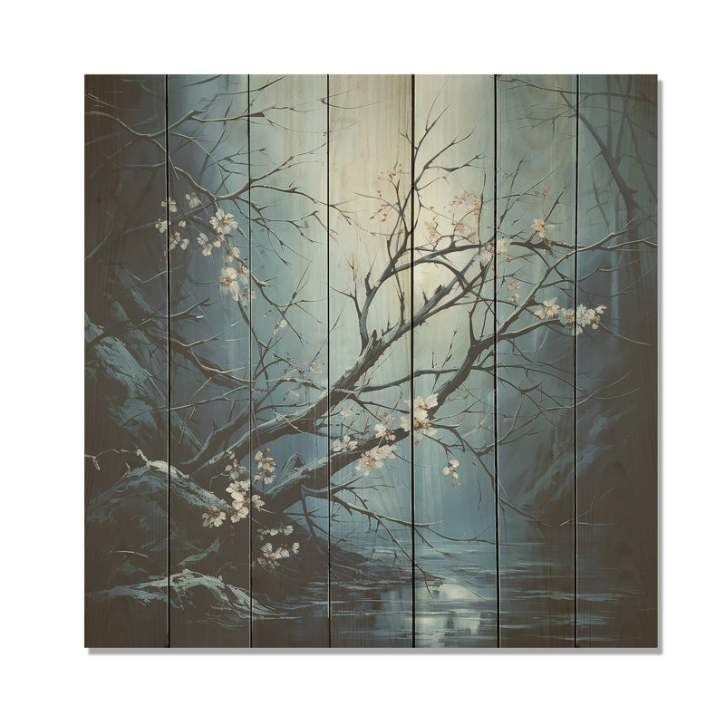Moonlit Canopy Winter Tree IV - Fruits On Wood Print, 36" H x 36" W