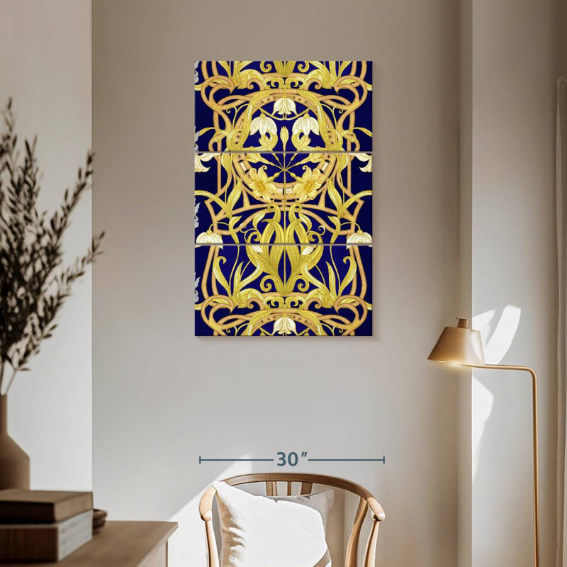 Kerner Retro Golden Flowers, 57" H x 36" W