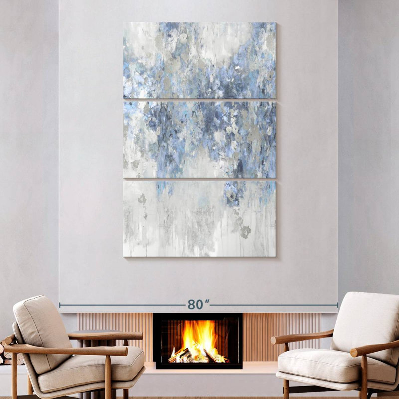 Avery Cascade Blue With Silver, 74" H x 48" W