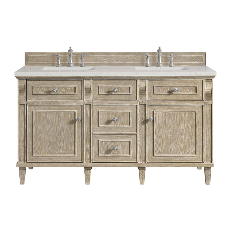 Lorelai 60'' W Double Vanity, Lime Delight, Whitewashed Oak, 8" Widespread