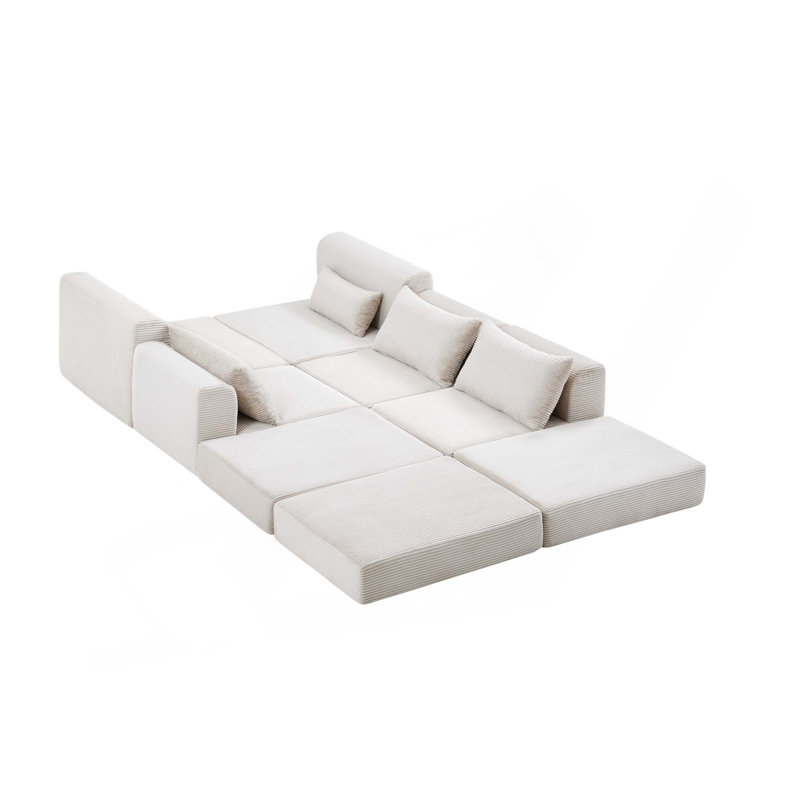 Ensemble modulaire de canapé modulaire rembourré en L de 100 pouces avec 5 coussins pour salon, appartement, chambre à coucher
