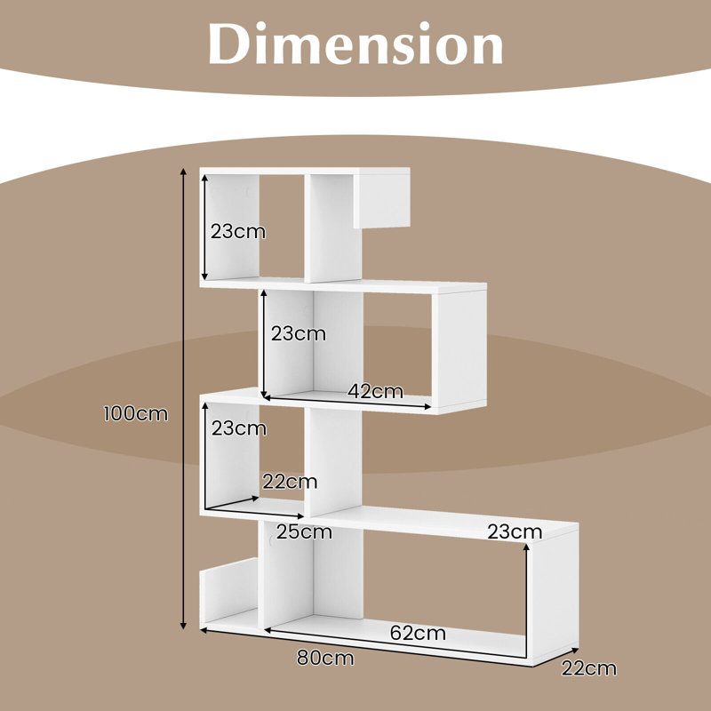 100cm H x 80cm W Step Bookcase, White