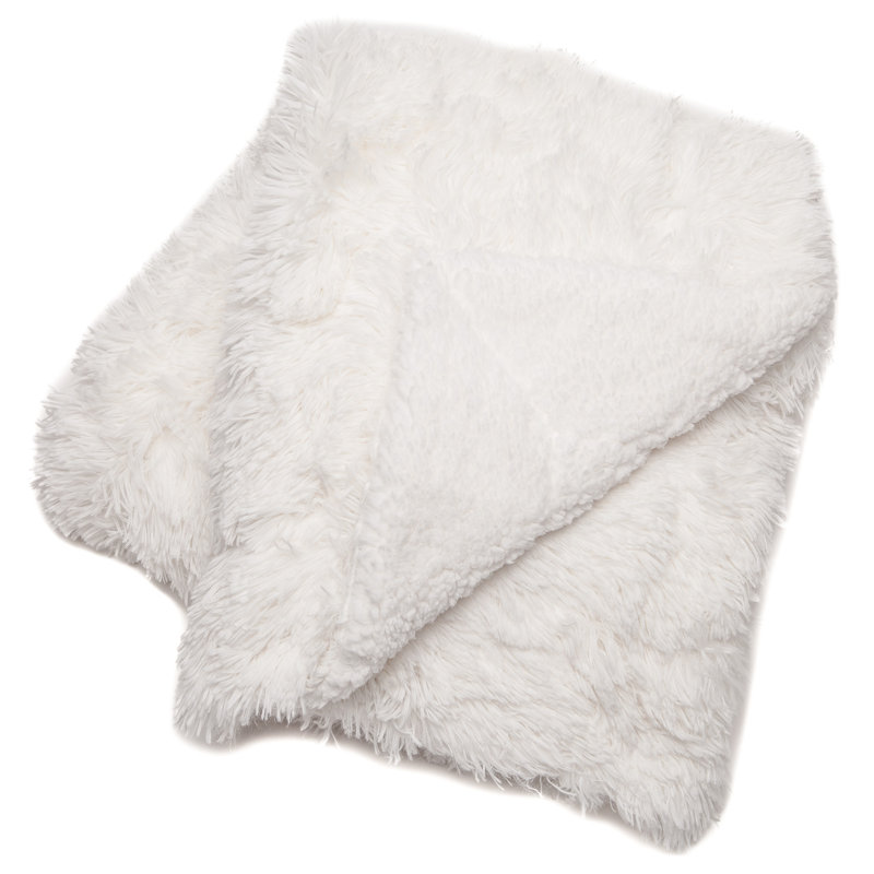  Jeté en fausse fourrure Chick, Blanc