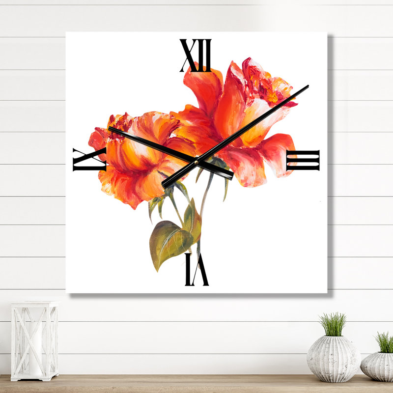 Horloge murale Deux roses en fleurs, Très grand