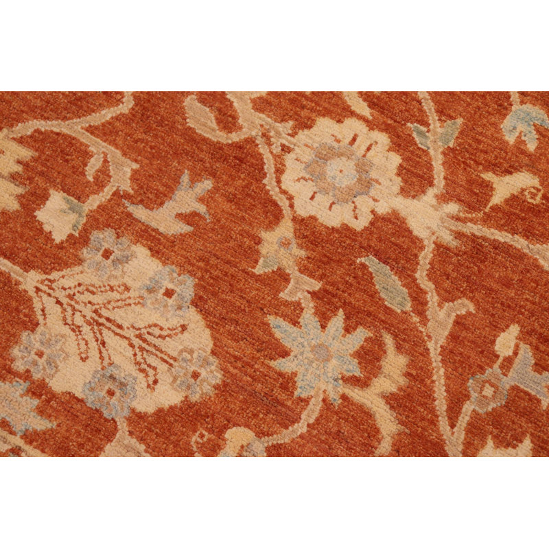 Tapis rouge / brun clair en laine noué à la main 8 pi x 9 pi 1 po de style oriental Dorn