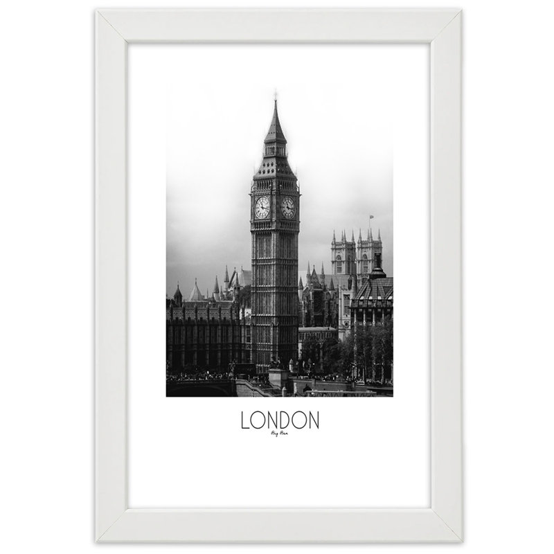 City Of London - Single Picture Frame Print, 100cm H x 70cm W, White