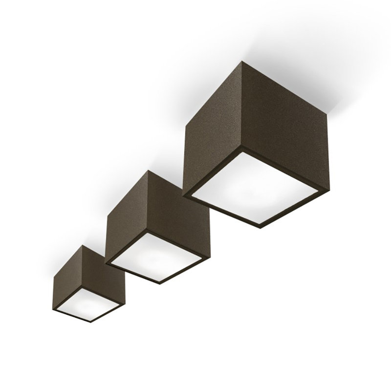 1 - Light 4" Simple Square Flush Mount, Metallized Brown, 75W Halogen