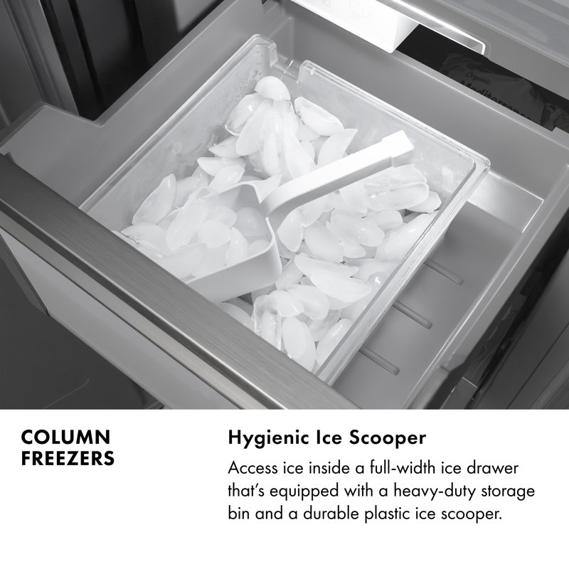 ZLINE 18 in. 8.6 cu. ft. Right Hinge Column Freezer in White Matte with Graphite Gray Interior, Satin Stainless Steel, Right