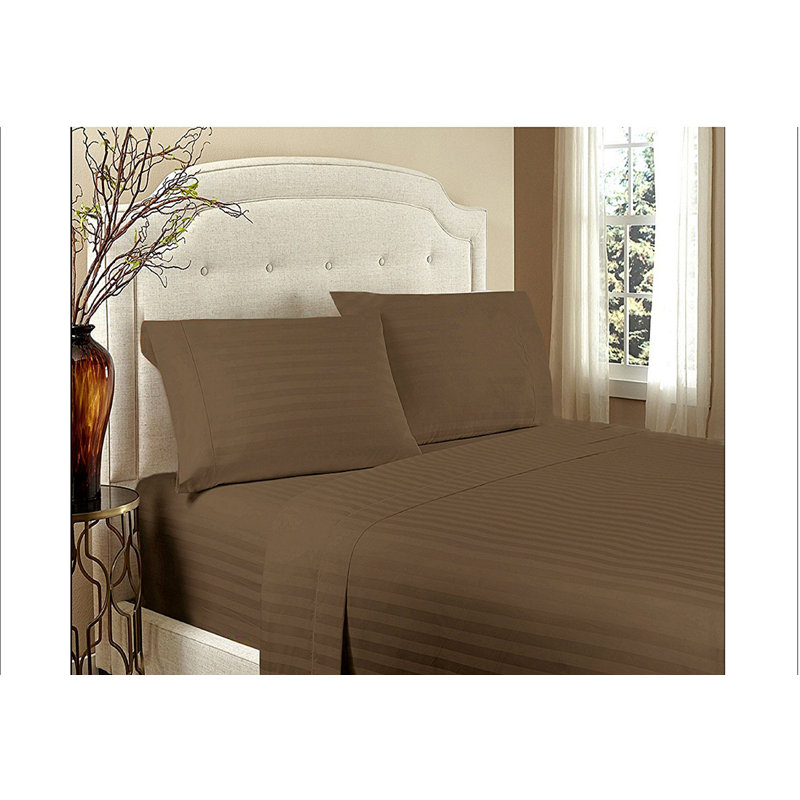  Ensemble de draps en satin de microfibre Luxurious, Brun, Ensemble de draps pour grand lit + un drap-housse 
