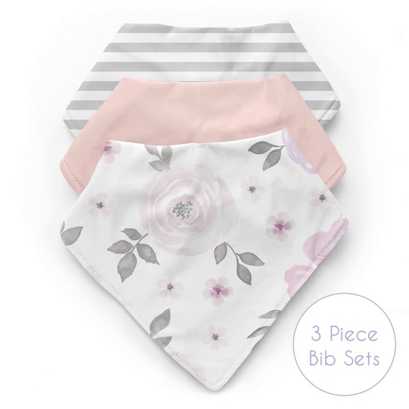 Lavender and Grey Watercolor Floral Cotton Queen Duvet Cover Set