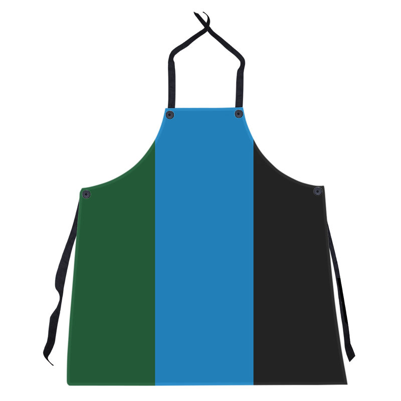 No Pattern Bib Apron, Green/Blue/Black