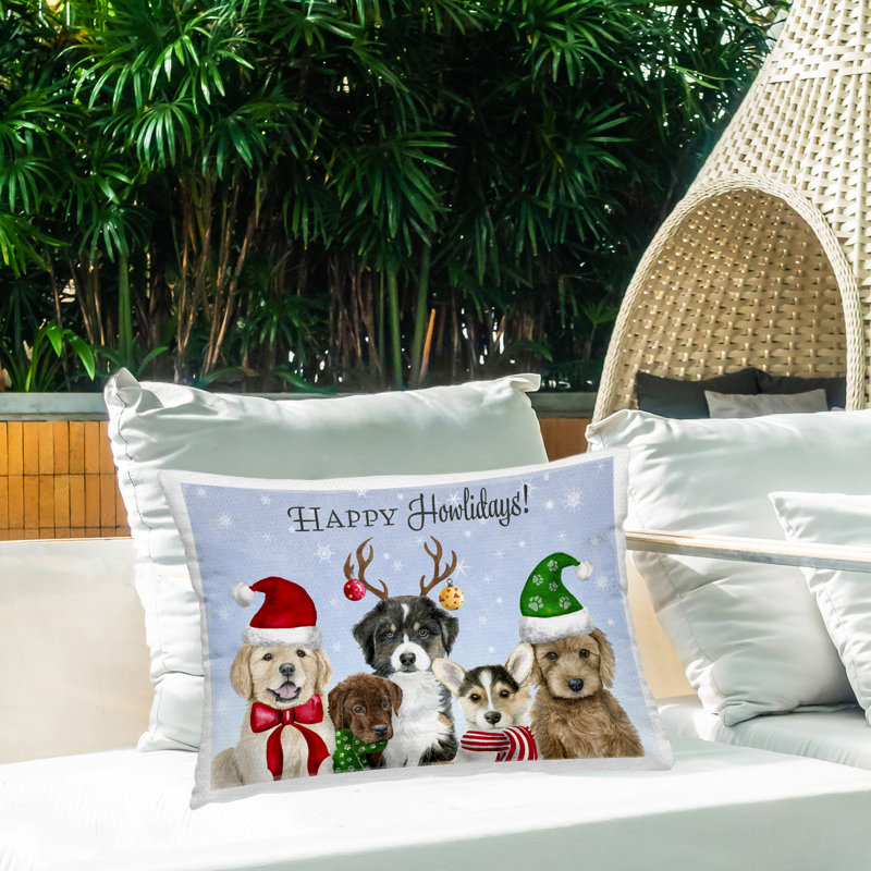 Conception de coussin décoratif pour l'extérieur Happy Howlidays par Brett Blumenthal