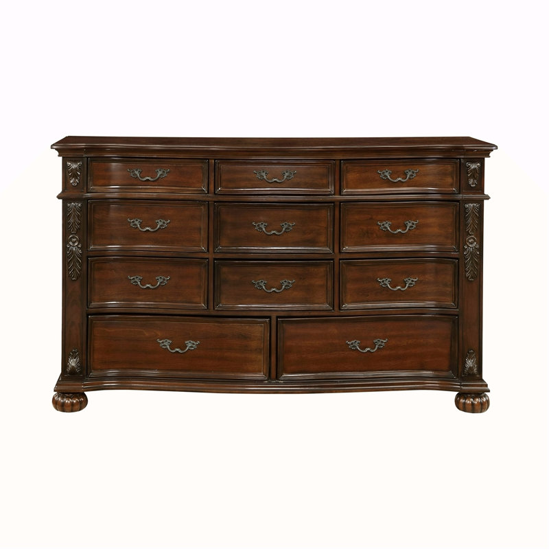 Commode classique 11 pièces à tiroirs cerisier classique, 40 "H x65.5"W x 19.5"D