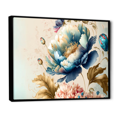 «Blue and Gold Floral Bunch I», peinture sur toile