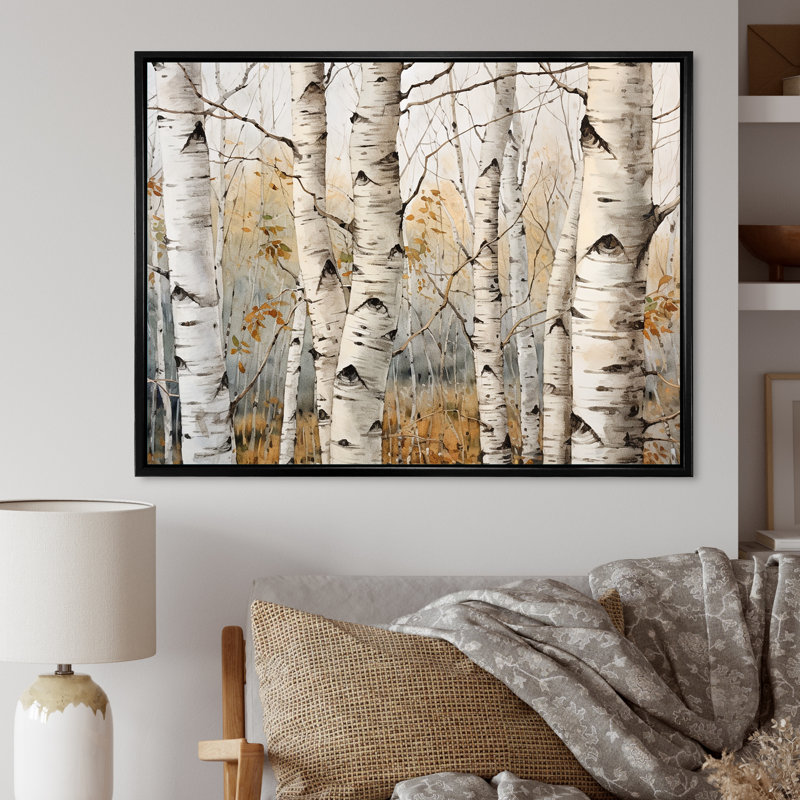 «Beige Silver Birch Tree Beauty III - Tree Birch», reproduction sur toile, Cadre flottant noir, H 12 po x l 20 po x P 1 po