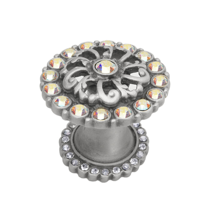 Poignée ronde Caché avec plateforme halo et cristal Swarovski Aurore Boreale