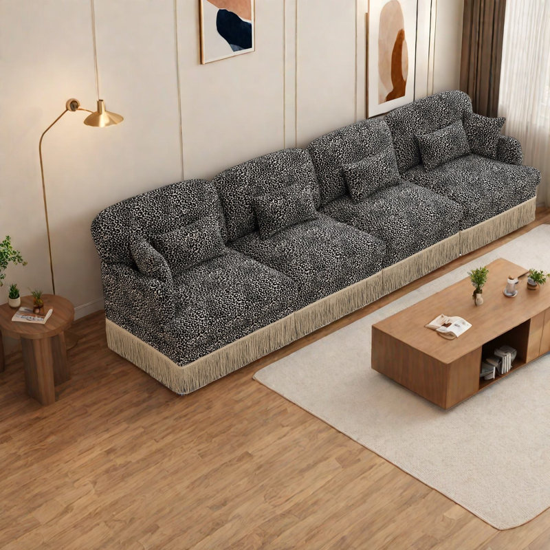 Canapé modulaire spacieux à 4 places modulaire chenille léopard