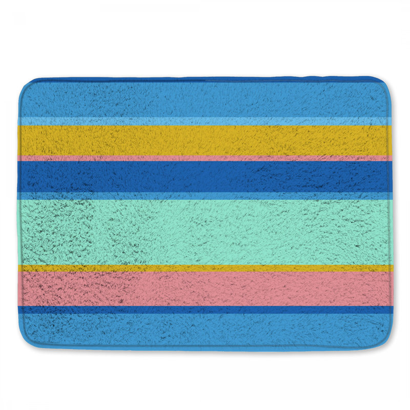 Tapis de bain multicolore à rayures horizontales, 24in W x 17in L