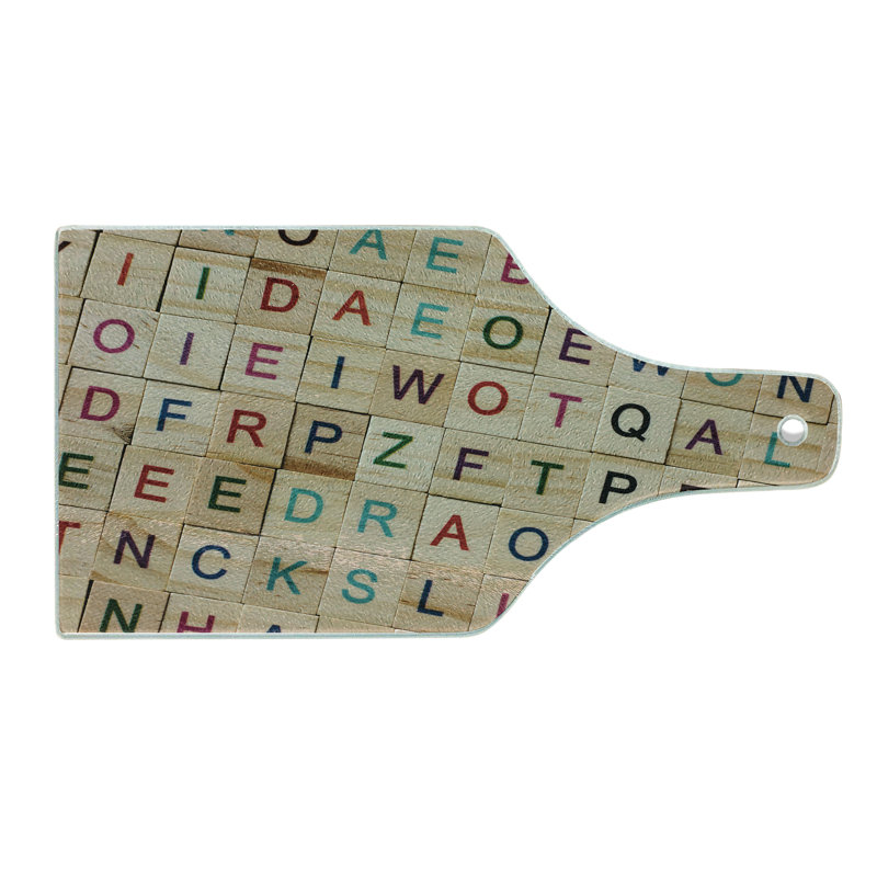 Ambesonne ABC Theme Tempered Glass Cutting Board Alphabet Squares Colourful Multicolor