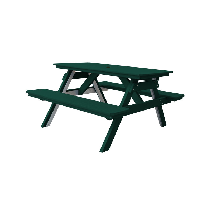 Table de pique-nique rectangulaire, Vert gazon, L 55 po x L 60 po