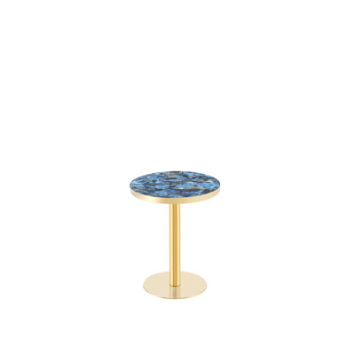 Panneau de fibres à densité moyenne rond de 23,6 po recouvert d'un comptoir de peinture UV, texture marbre, bordure en acier inoxydable, pieds de table en métal, table basse moderne et luxueuse.