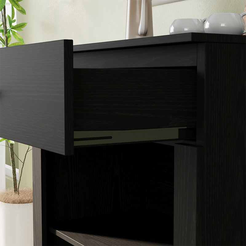 Marta 23.6W*31.5H Accent Cabinet With Glass Doors , Black