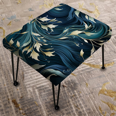 White And Blue Chrysanthemum Zen Tranquility II - Floral Rectangle Ottoman