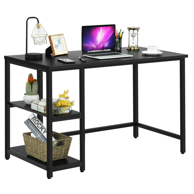 Bureau d'ordinateur en bois avec tablette réglable, H 29,5 po x l 47 po x P 24 po, Noir