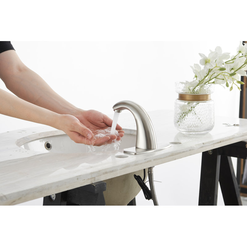 Robinet de salle de bain automatique à capteur à un trou à fixation sur le comptoir avec bonde escamotable