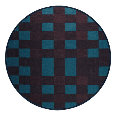 Machine Washable Checkered Purple Area Rug