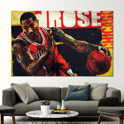 Derrick Rose Basketball Player Motivational Canvas Art for Man Cave and Gym Walls