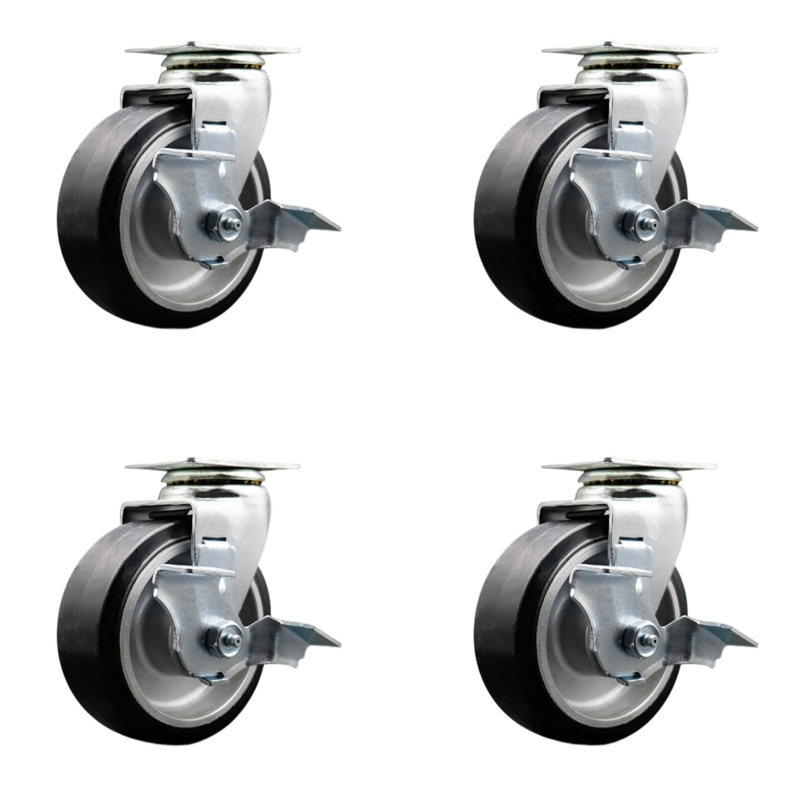 Caoutchouc sur roulettes pivotantes en aluminium