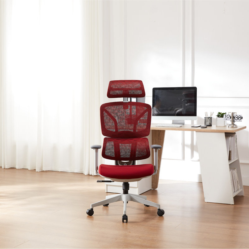 Demani Office Chair with Headrest, Grey/Red