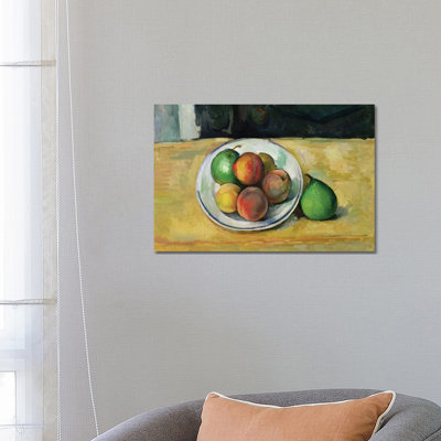 Still Life With A Peach And Two Green Pears, C.1883-87 by Paul Cezanne - Wrapped Canvas Painting