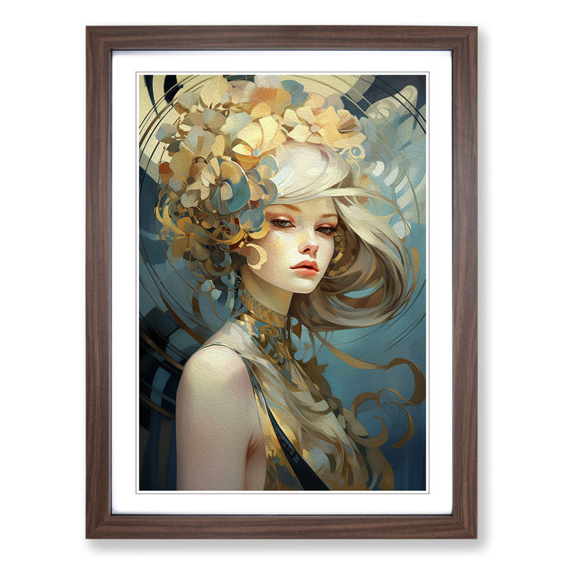 Art Nouveau Woman Futurism - Framed Print, Walnut Framed, 34cm H x 25cm W