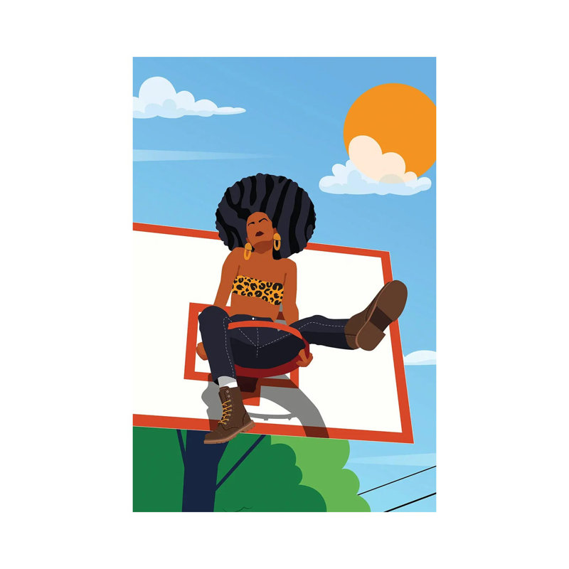 Afro And Hoops - Print on Canvas, Wrapped Canvas, 66.04 cm H x 45.72 cm W x 1.91 cm D