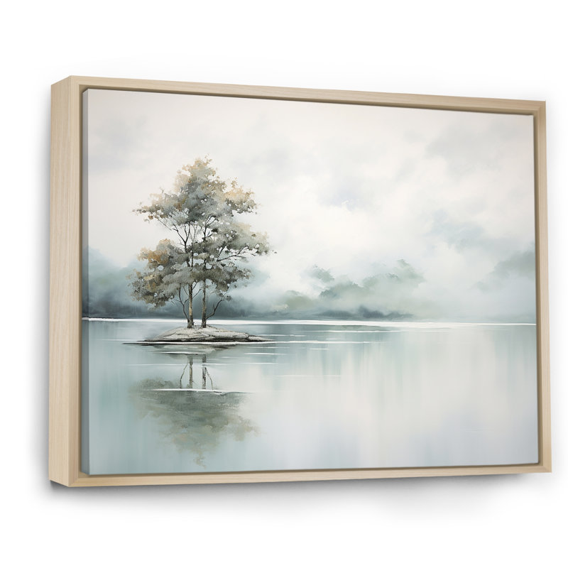 Minimal Lake Tranquility sur impression sur toile, H 30 po x l 40 po x P 1,5 po, Cadre naturel flottant
