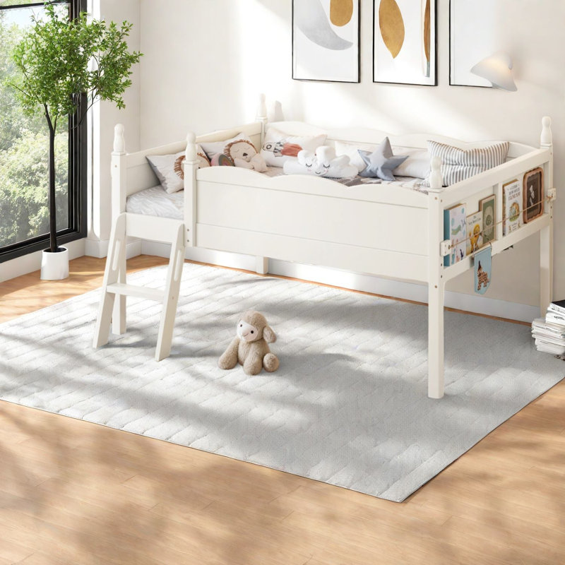 Lit double mezzanine double avec rangement, chambre d'enfant moderne en bois aggloméré