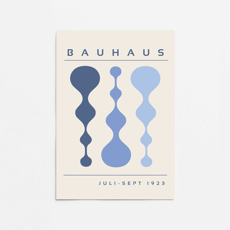 «Blue Retro Bauhaus», affiche I, H 16 po x l 12 po x P 0,1 po, Impression sans cadre