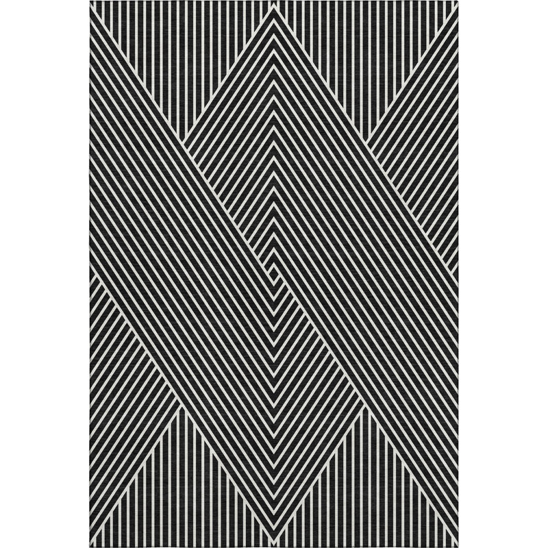 Premium Machine Washable Prisco Black Rug, Rectangle 3' x 5'