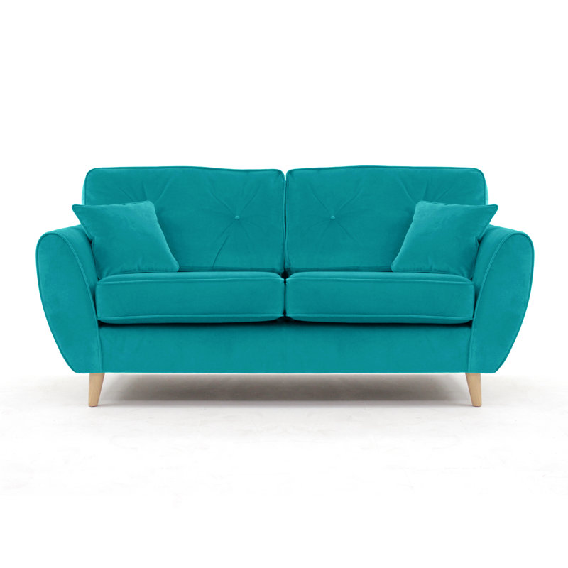 Rafe 3 Seater Velvet Sofa, Turquoise Velvet