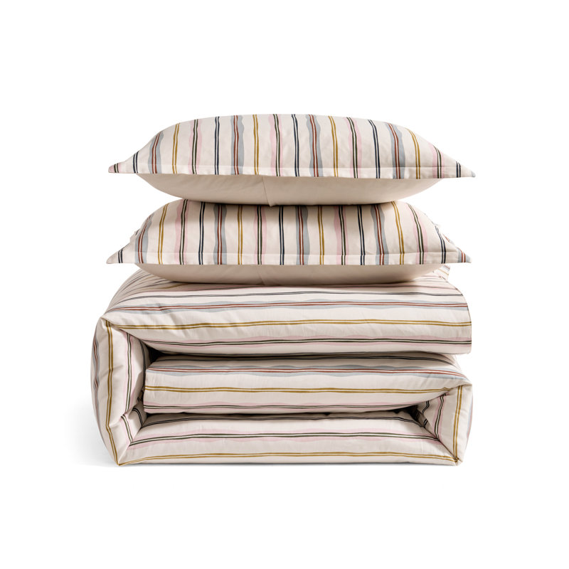Scallop Stripe Comforter Set, Queen Comforter + 2 Shams