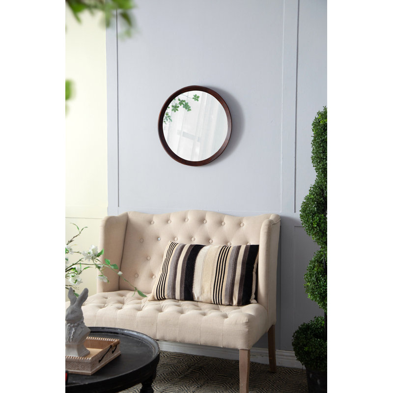 Elegant Wall Decor with Solid Mango Wood Frame for Bathroom, Entryway, and Console, Dark Brown