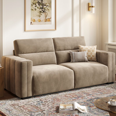 82" Velvet Square Arm Loveseat Sofa, Premium Upholstered Living Room Sofa Couch