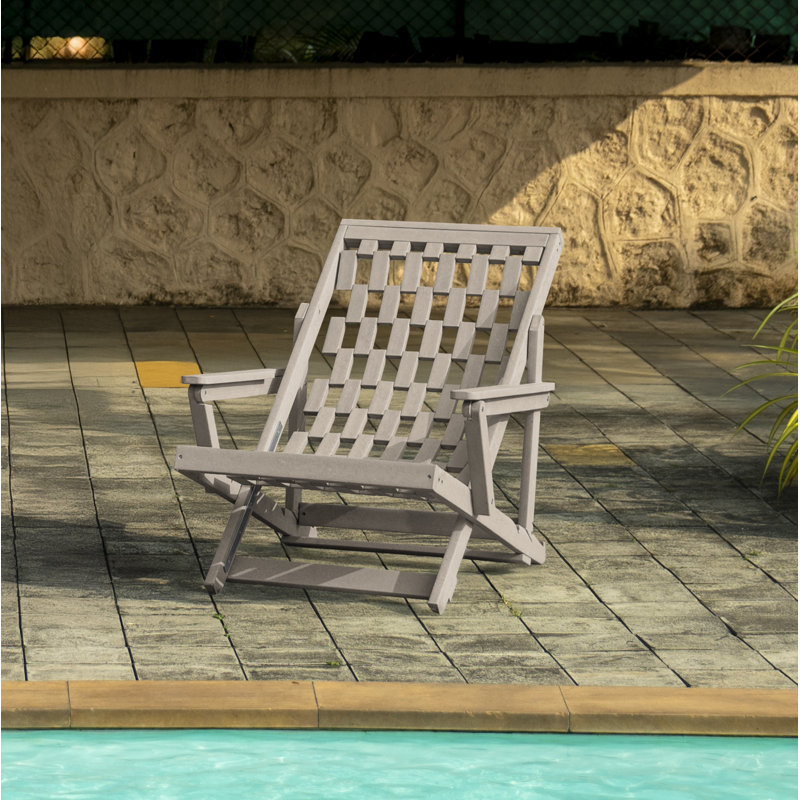 Aspen Recycled HDPE Folding Outdoor Lounge Chair, Sand