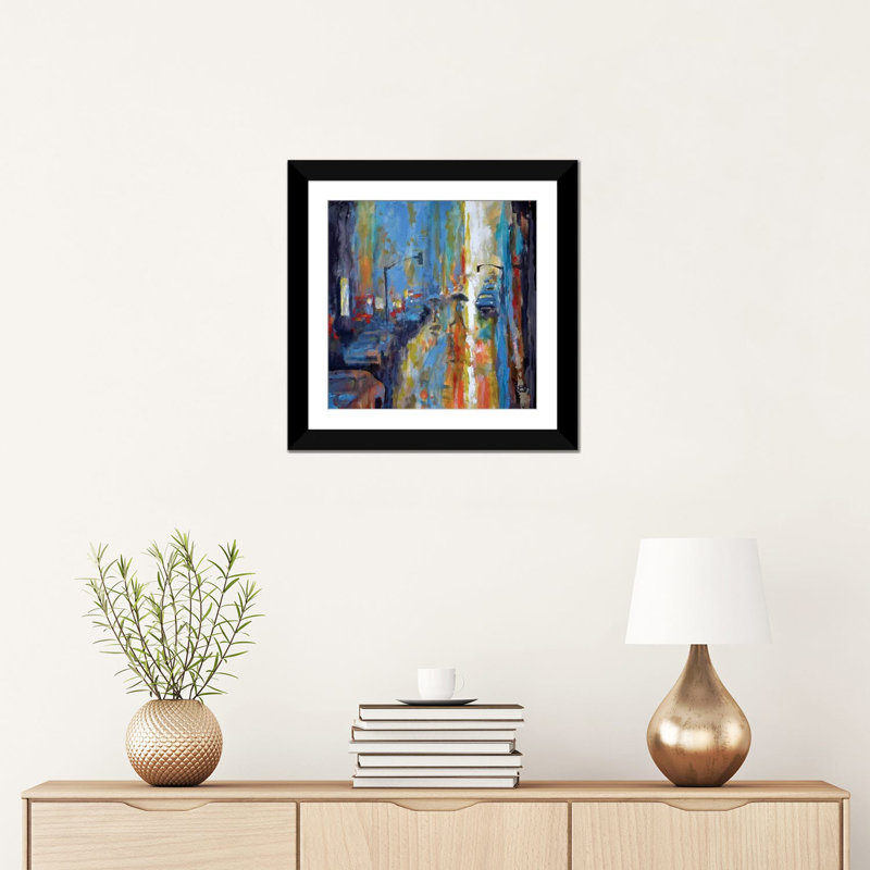 «Light Rain», reproduction sur toile, Papier d'art encadré noir, H 16 po x l 16 po x P 1 po