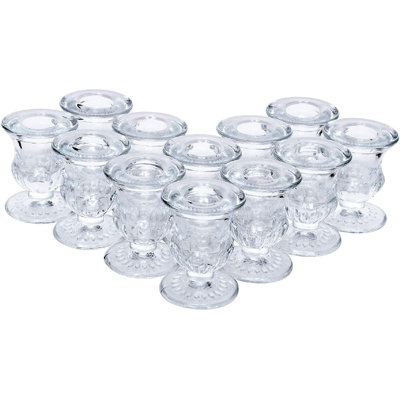 Hosley Set of 12 Glass Taper Candle Holders 2.5 Inches High Ideal Gift for Weddings Party Favor Reiki Meditation
