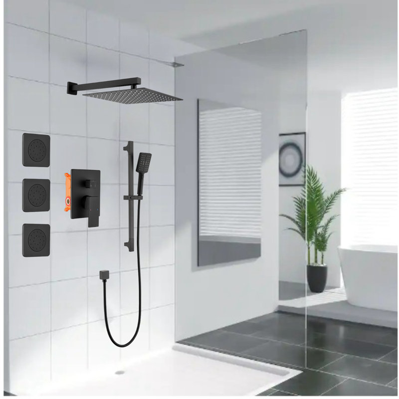 Wall-Mounted Complete Shower System, Black