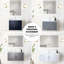 24 po L x P 22 po. Meuble-lavabo gris foncé, comptoir en quartz blanc, robinet inclus et miroir de 18 po
